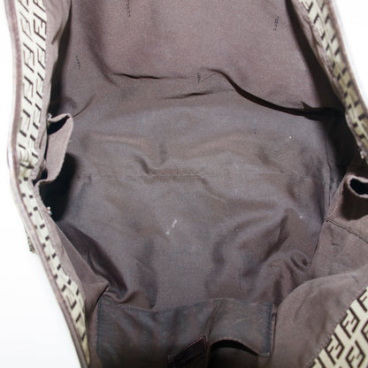 Fendi FF Zucchino Patter Beige Shoulder Bag  #3579