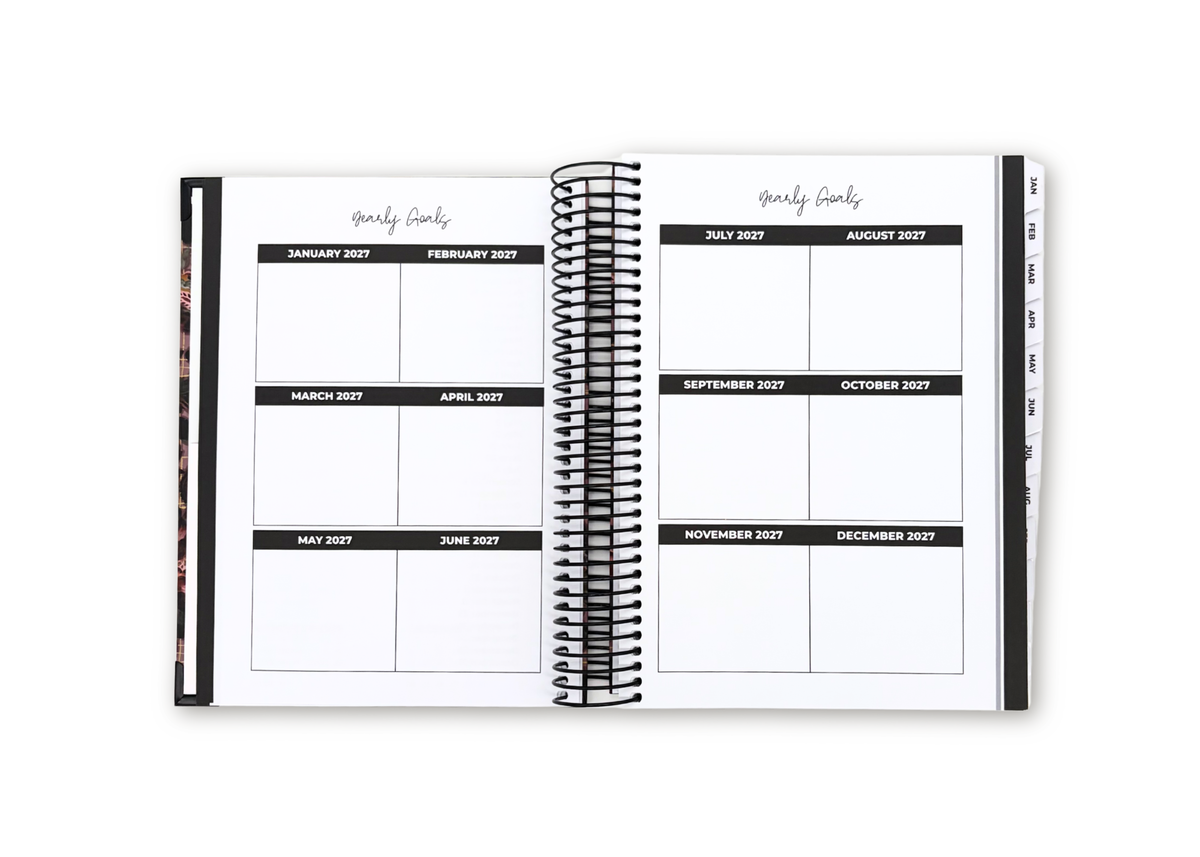 2027 Black Leather Look Daily Planner Premium Bundle