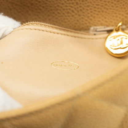 Chanel Beige Caviar Skin Quilted Matelase Shoulder Bag #3971
