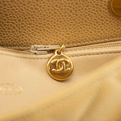 Chanel Beige Caviar Skin Quilted Matelase Shoulder Bag #3971