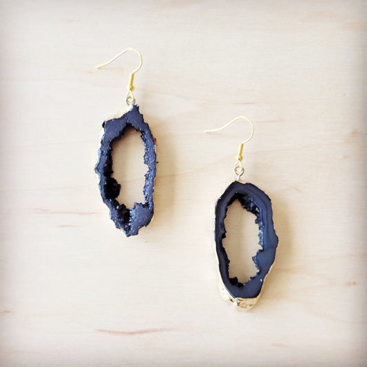 **Elegant Crystalized Geode Dangle Earrings 219cz