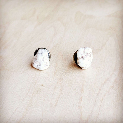 White Turquoise Stud Earrings 224k Otarealm