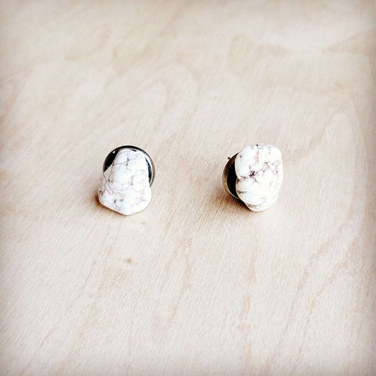 White Turquoise Stud Earrings 224k Otarealm