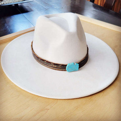 Navajo Embossed Leather Hat Band Only w/ Turquoise Slab 950e Otarealm