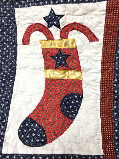 Happy Christmas Cotton Quilted Reversible Throw Blanket
