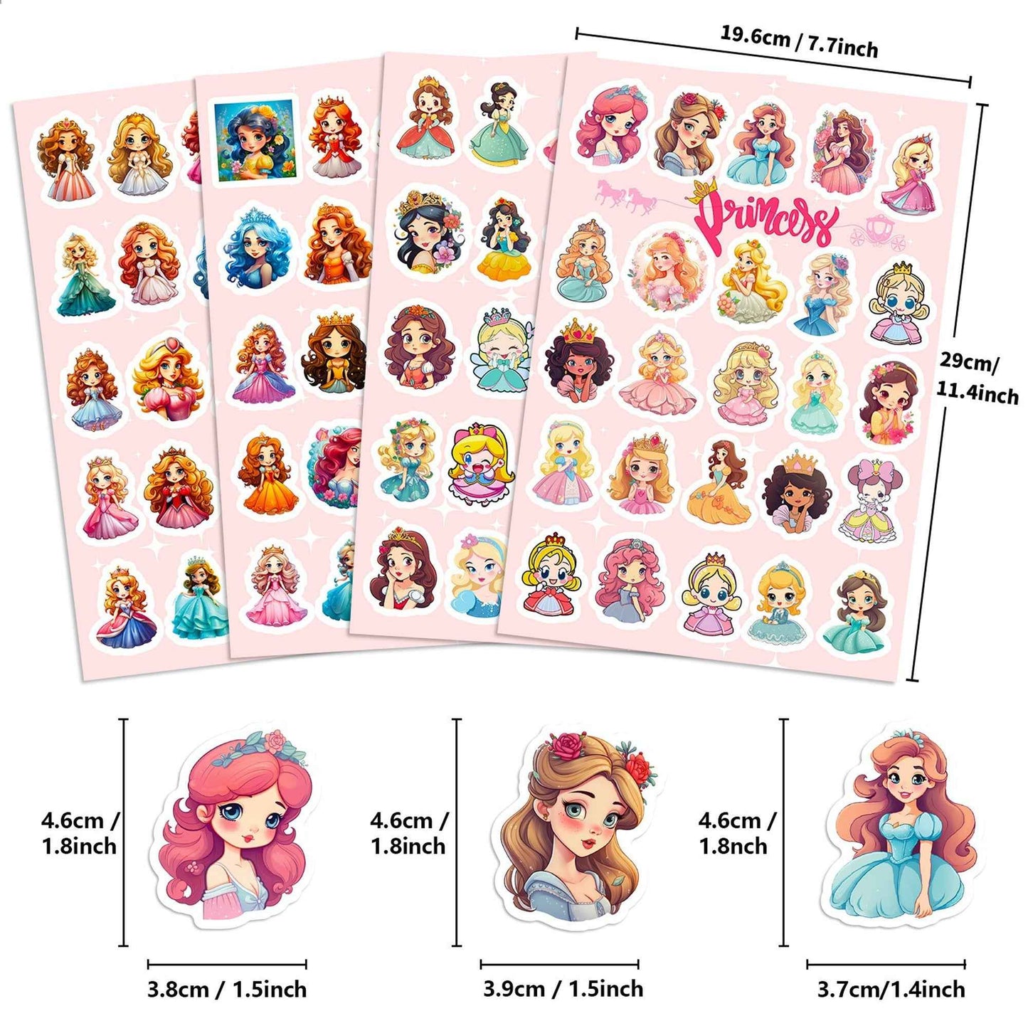 Princess Sticker Sheets – 100pcs Colorful Vinyl for DIY Projects