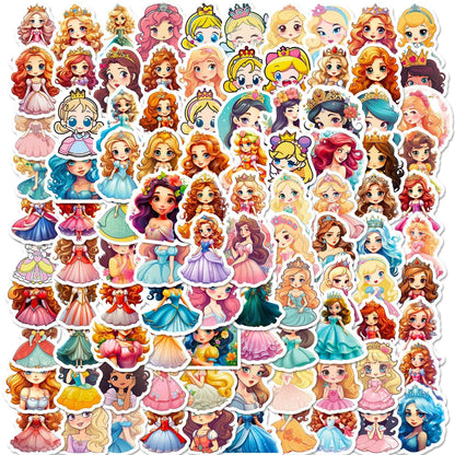 Princess Sticker Sheets – 100pcs Colorful Vinyl for DIY Projects