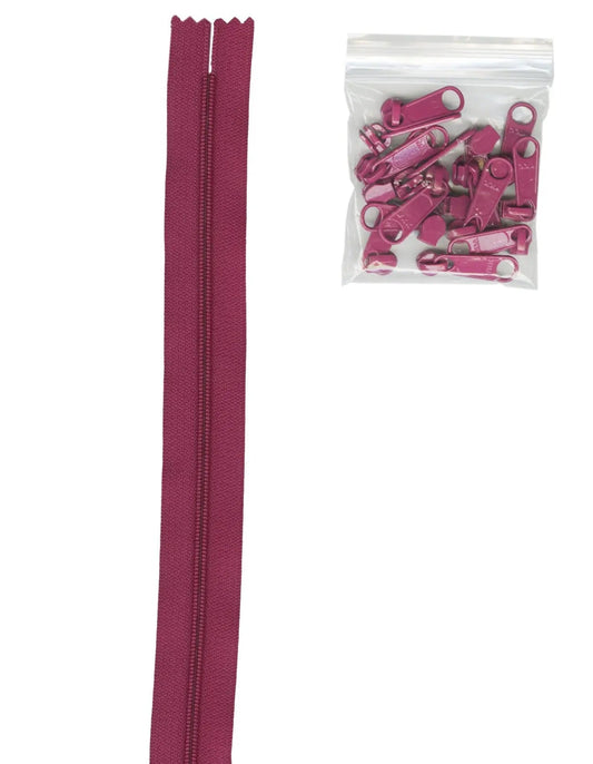 4 yards of 16mm #4.5 Zipper Chain and 16 Ex-Large Wild Plum