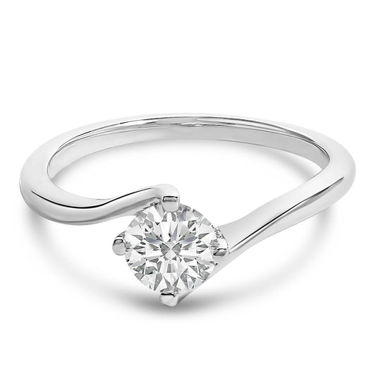 14K White Gold 4/5 Cttw Round Lab Grown Diamond Bypass Solitaire Engagement Ring (F-G Color, VS1-VS2 Clarity) - Ring Size 5 Otarealm