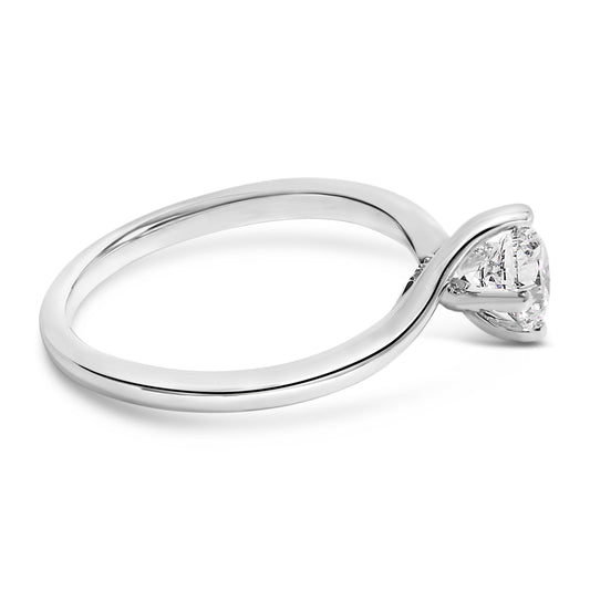 14K White Gold 4/5 Cttw Round Lab Grown Diamond Bypass Solitaire Engagement Ring (F-G Color, VS1-VS2 Clarity) - Ring Size 5 Otarealm
