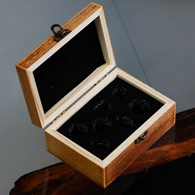 Flower Glass DND Dice Red Limited Edition in Wood Box