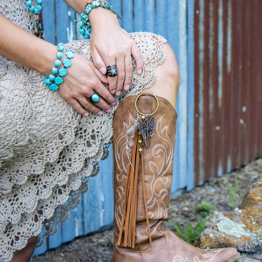 **Turquoise Cross Beaded Stretch Bracelet 811a