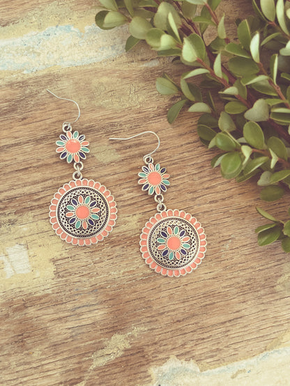 Beautiful Blue and Pink Drop Earrings