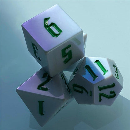 Spearmint White Colorful DND Dice (White&Green) 7-Dice