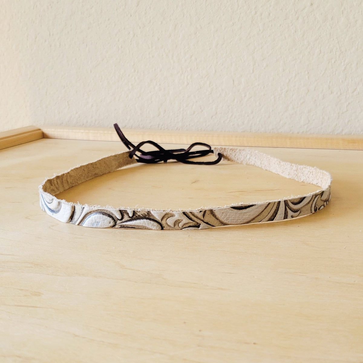Sandy White Floral Embossed Leather Hat Band Only 951cc