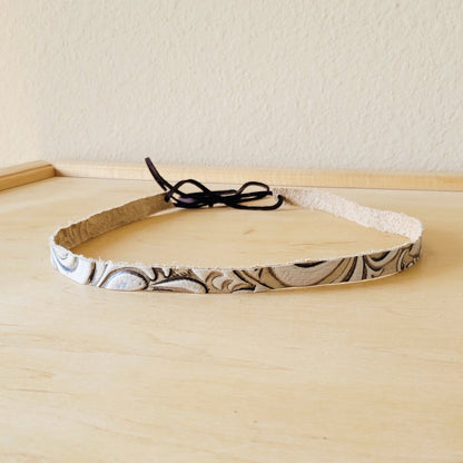 Sandy White Floral Embossed Leather Hat Band Only 951cc