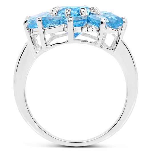 6.35 Carat Genuine Swiss Blue Topaz .925 Sterling Silver Ring