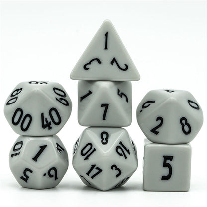 Dark Grey Homage 7-Dice Set w/Black Numbers Minimalist