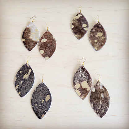 **Leather Oval Earring-Mixed Metallic Hair on Hide 200b