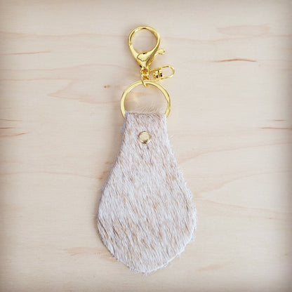 Hair-on-Hide Leather Key Chain - Light Tan 703j