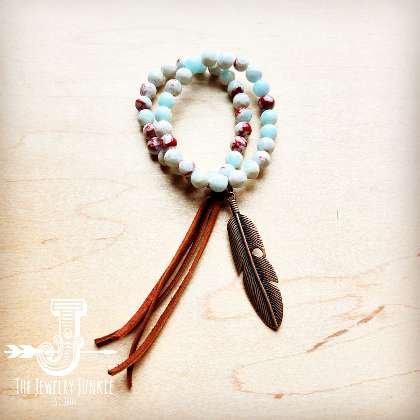 **Aqua Terra Jasper Beaded Bracelet w/ Tassel 019H
