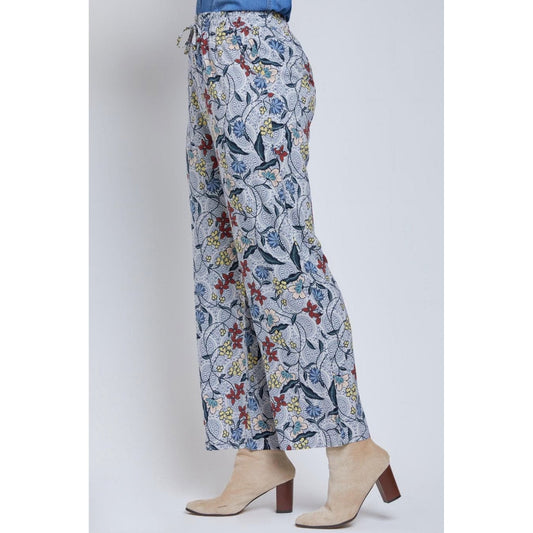 Women's Drawstring Wide Straight Pant with Tie (L)