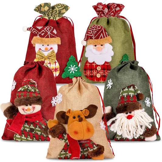 5-Pack: Drawstring Christmas Bags Otarealm