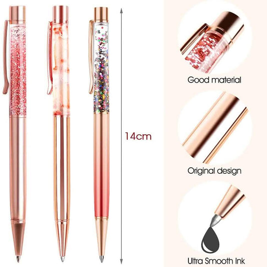 5-Piece: Bling Dynamic Liquid Ballpoint Pens Otarealm