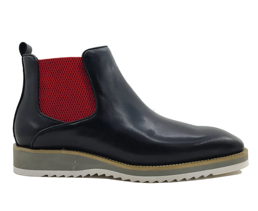 Carrucci  Calfskin Boot - Black/Red