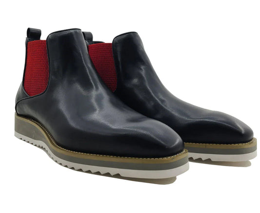 Carrucci  Calfskin Boot - Black/Red