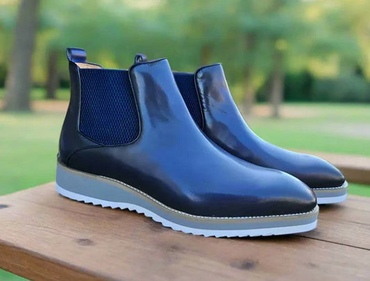 Carrucci Calfskin Boot - Blue