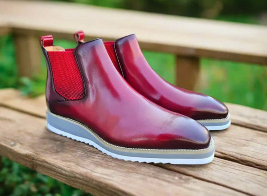 Carrucci Boot Calfskin Shoes - Burgundy