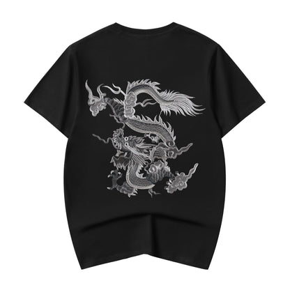 ET521 Grey Dragon Embroidered Tee