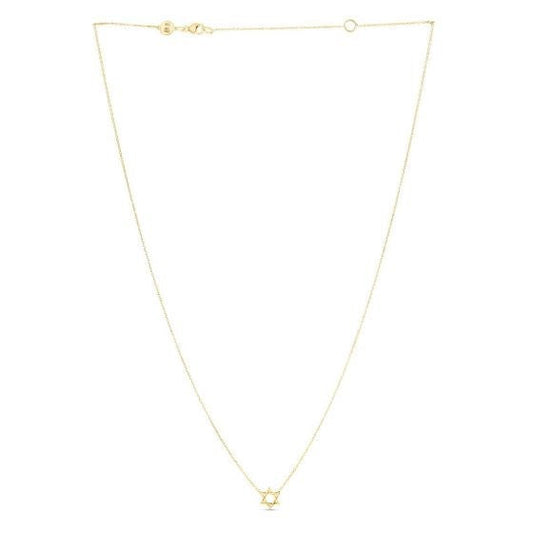 14k Yellow Gold Star of David Necklace