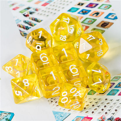 Yellow Circle / Gold Hedgehog Ring Dice 11-Dice Set RPG