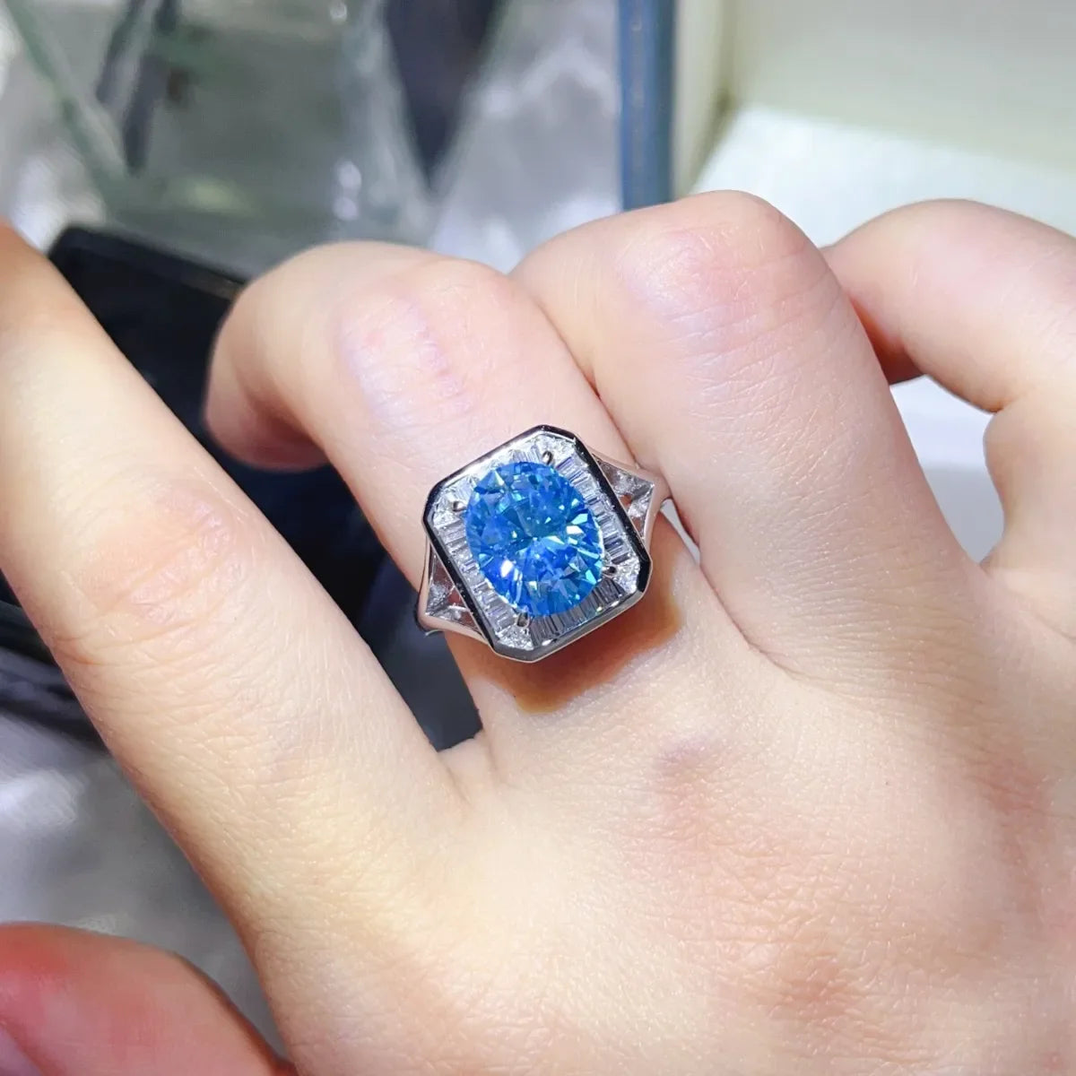 3 Carat Moissanite Square Ring