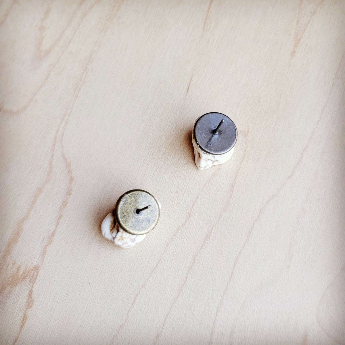 White Turquoise Stud Earrings 224k Otarealm