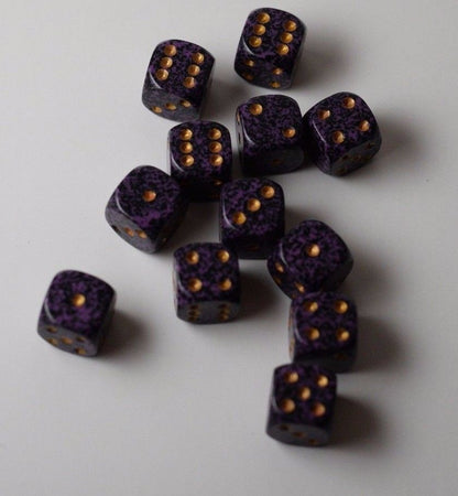 Hurricane Speckled 12mm D6 Pipped | Small Pipped Purple Dice (sold per piece)