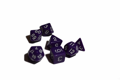 Purple Opaque 7 Die Set Polyhedral Dice by BrycesDice RPG Magic D&D Unique