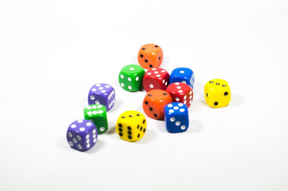 New Dice 12mm 6-sided Red Orange Yellow Green Blue Purple Small Rainbow 12 Dice