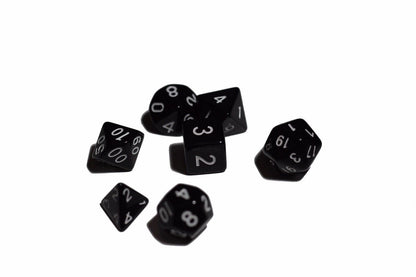 Black Opaque 7 Die Set Polyhedral Dice by BrycesDice RPG Magic D&D Unique