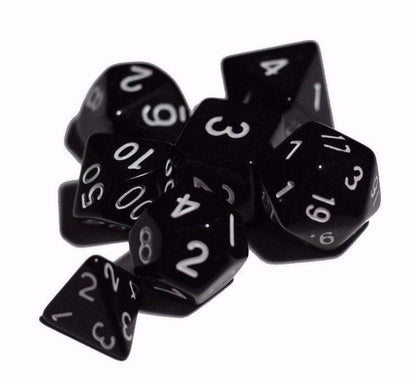 Black Opaque 7 Die Set Polyhedral Dice by BrycesDice RPG Magic D&D Unique