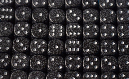 Ninja Speckled 16mm D6 Pipped | Black/Grey (sold per piece)