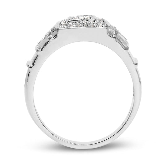 14K White Gold Plated 0.21 Carat Genuine White Diamond .925 Sterling Silver Ring