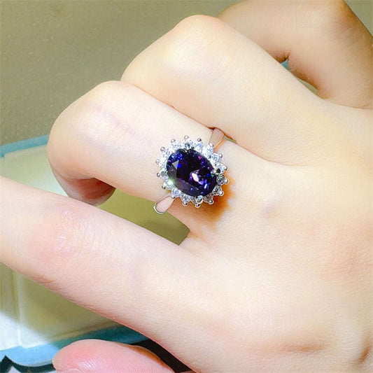 2 Carat 925 Sterling Silver Oval Moissanite Ring Otarealm