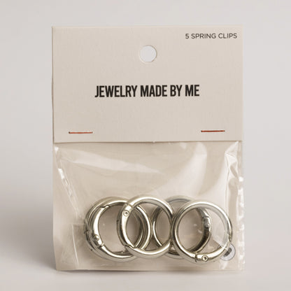Round Charm Clip with Spring Silver Tone Pack of 5 Bag Charm Clip Ons