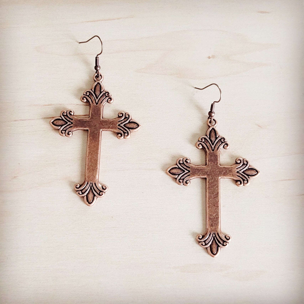 Burnished Copper Cross Earrings 200br Otarealm