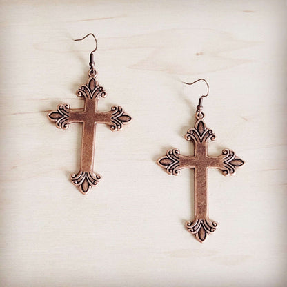 Burnished Copper Cross Earrings 200br Otarealm