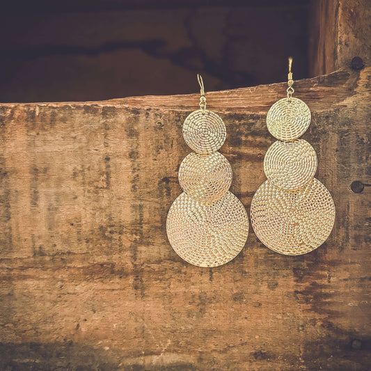 Beautiful Gold Disc Drop Earrings Otarealm