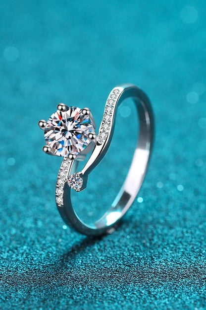 1 Carat Moissanite 925 Sterling Silver Bypass Ring Otarealm